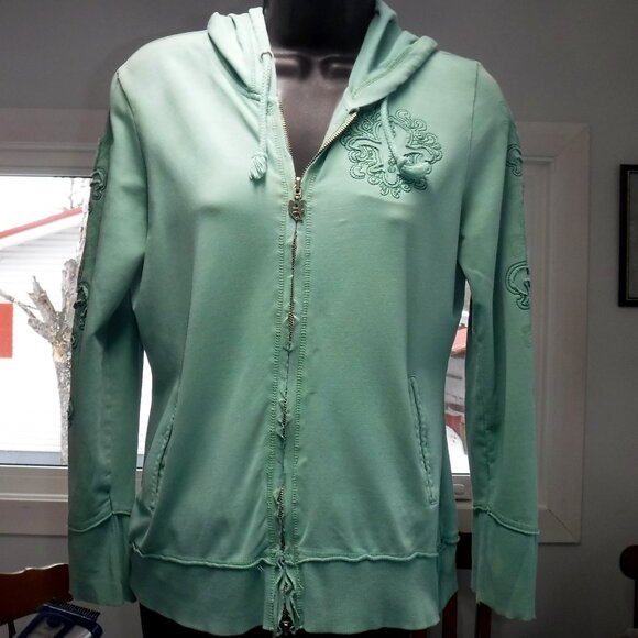 Vertigo Paris Fleur de Lys Hoodie in moss green size Medium - Picture 2 of 7